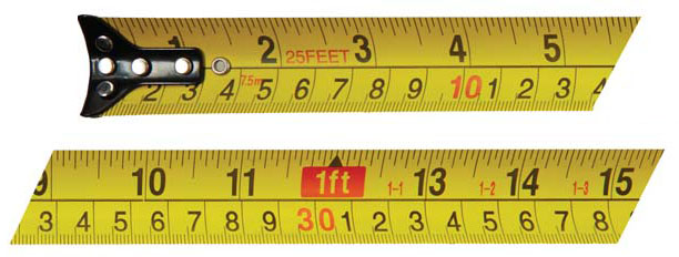 921728-5 Keson Tape Measure: 25 ft. Blade L, 1 in Blade W, in/ft